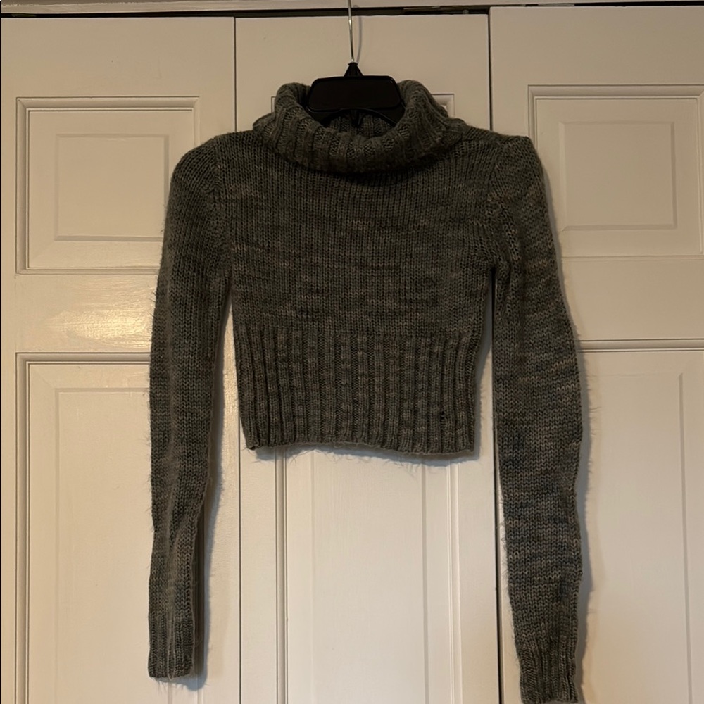 Cropped Cowl-Neck Sweater